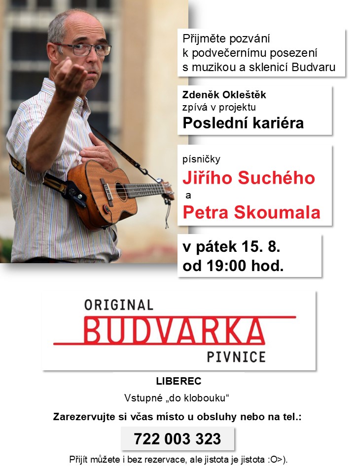 Pozvánka - leták - hudební události Poslední kariéra - Budvarka Liberec