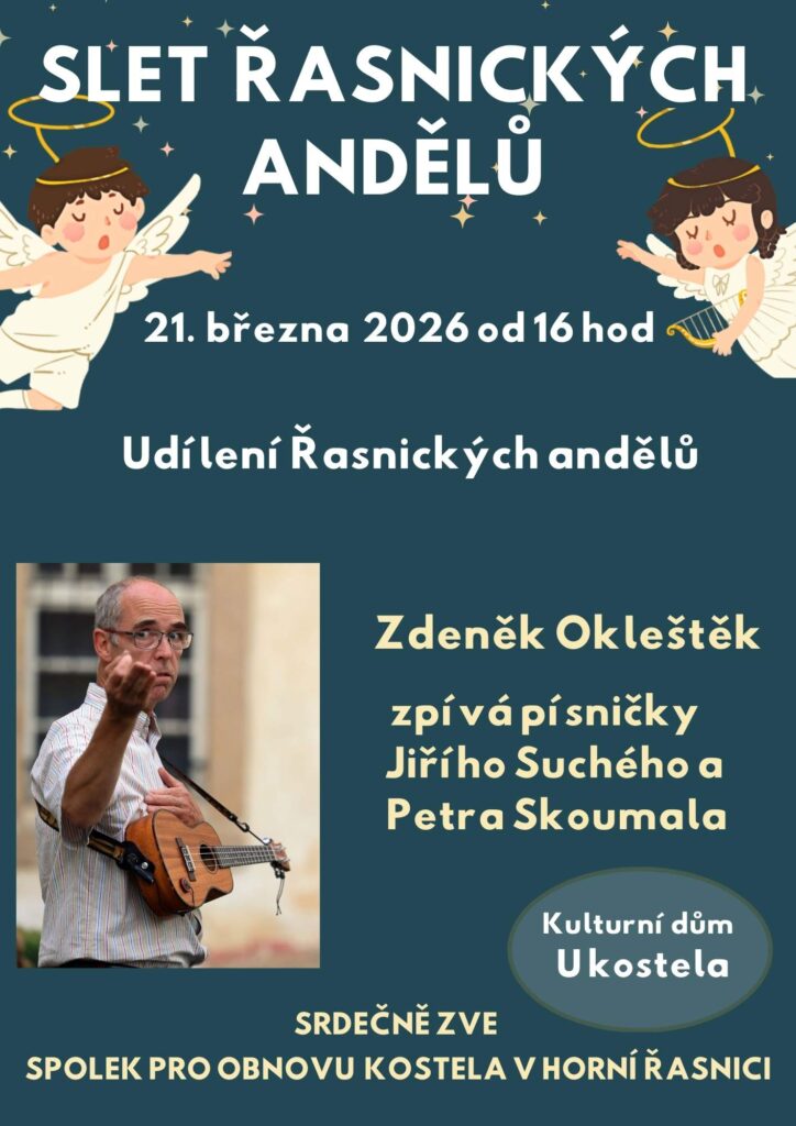 Pozvánka na Slet řasnických andělů - akce Spolku pro obnovu kostela v Horní Řasnici.