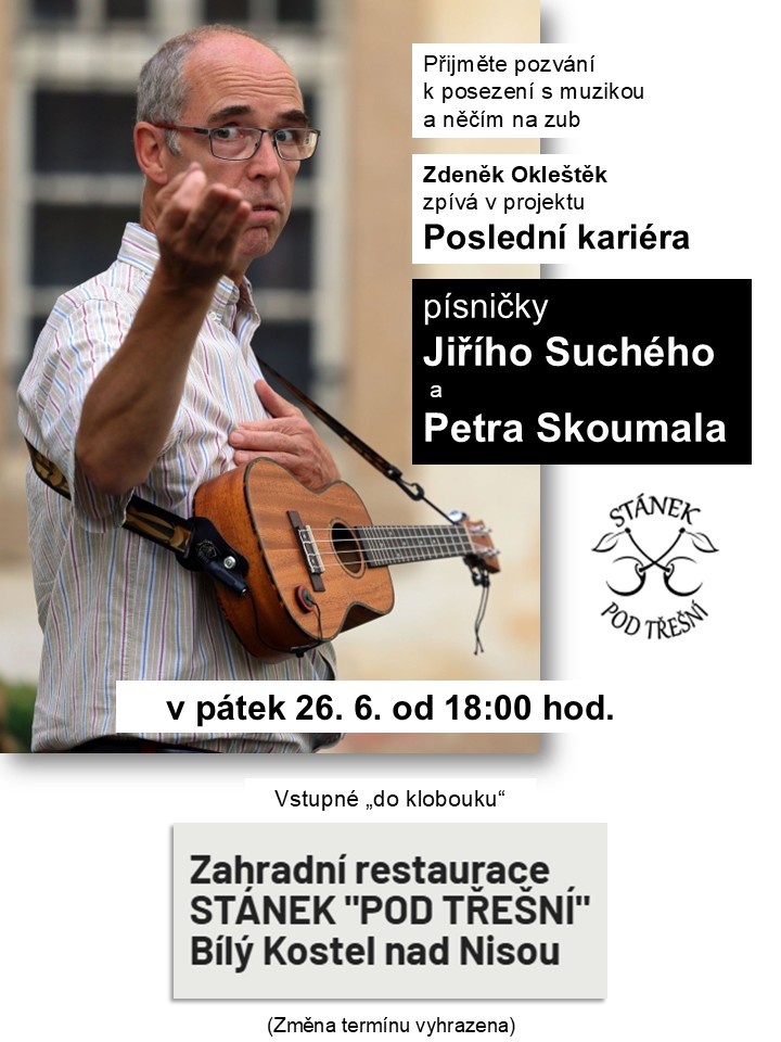 Pozvánka - hudební podvečer se sklenkou vína a písničkami Jiřího Suchého a Petra Skoumala